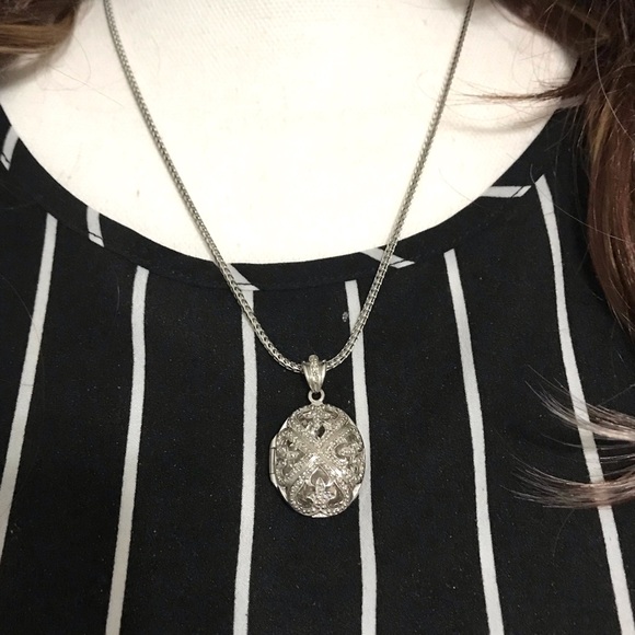 925 Sterling Silver Filigree locket Pendant Necklace size 20” - Picture 4 of 16